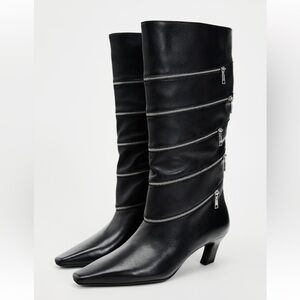 Zara soft leather zippered boots